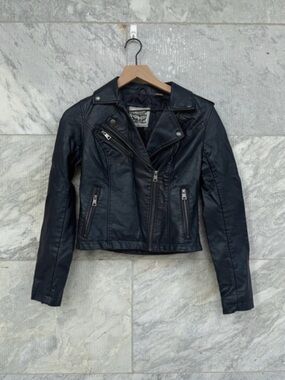Levi’s Women’s Vegan Leather Moto Biker Jacket XS Black/Dark Navy